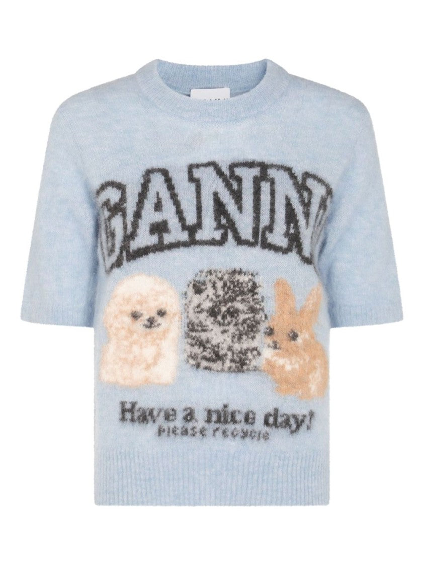 Ganni Logo And Print T-Shirt