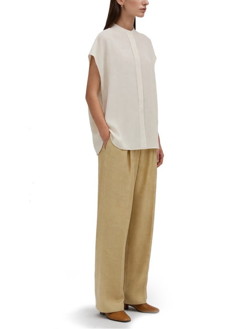 Herno White Loose Boxy High Neckline Blouse