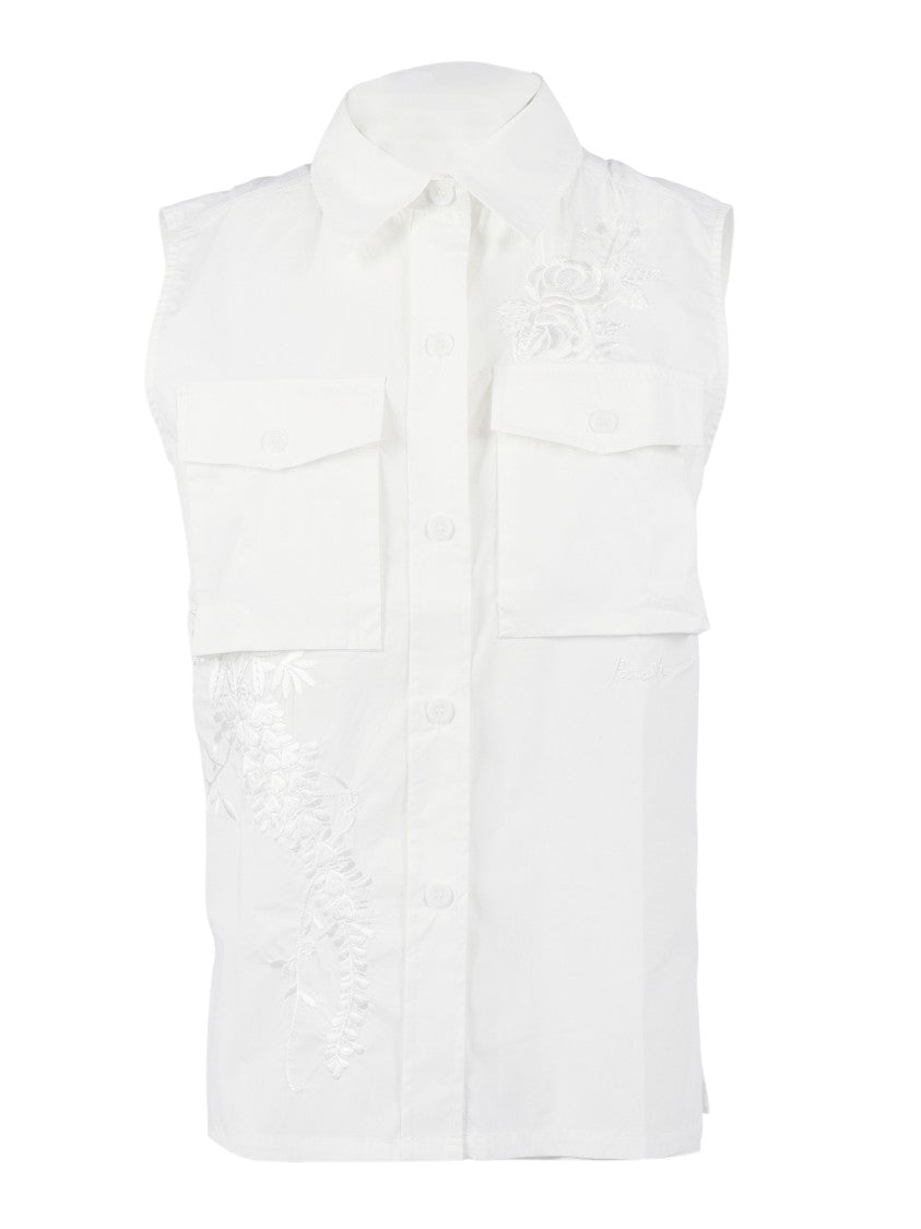P.A.R.O.S.H. Sleeveless Embroidered Classic Shirt
