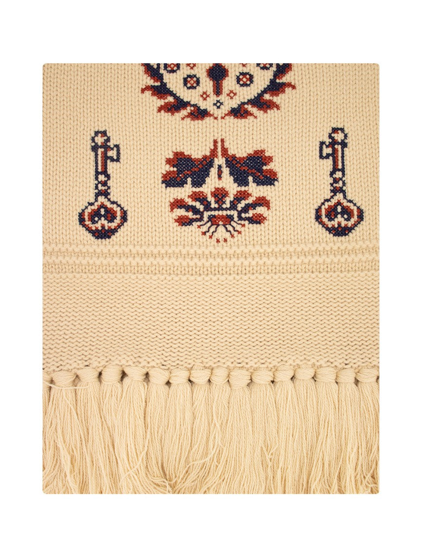 Etro Ivory Wool And Cashmere Scarf