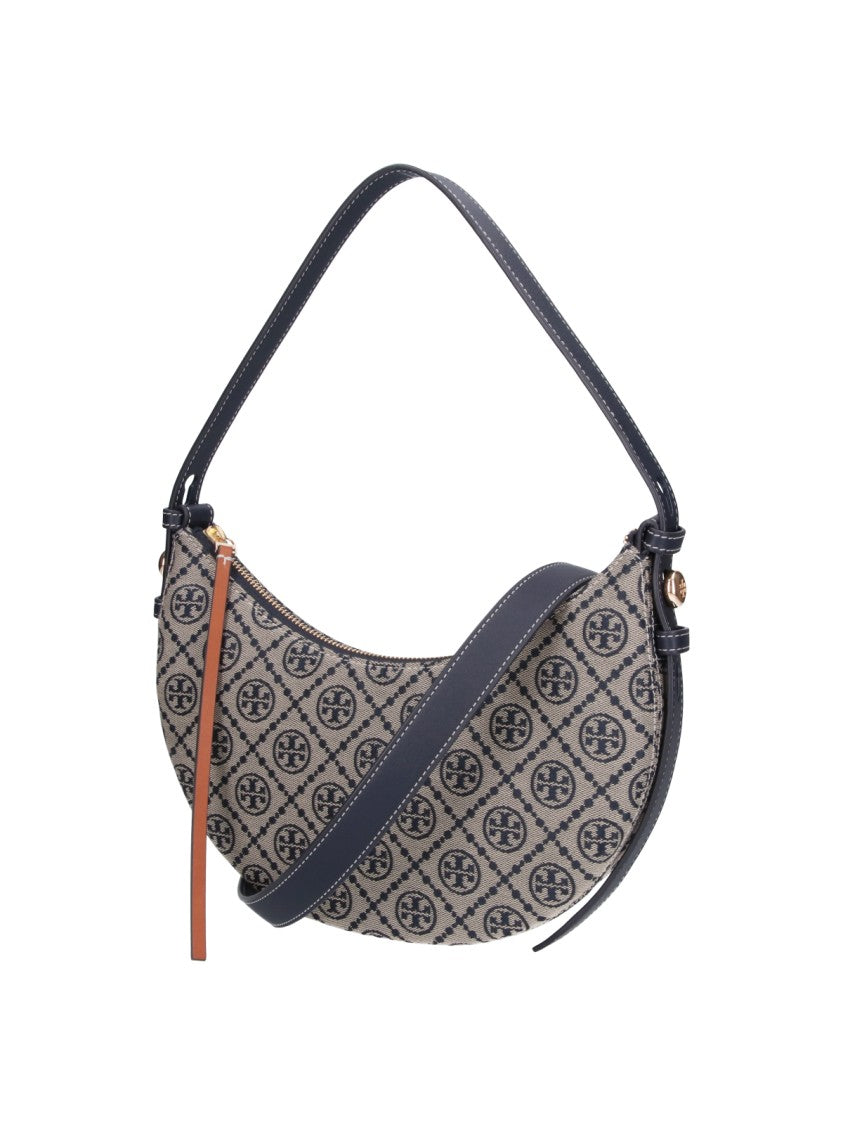 Tory Burch Crescent-Shaped Shoulder Bag With Jacquard T-Monogram