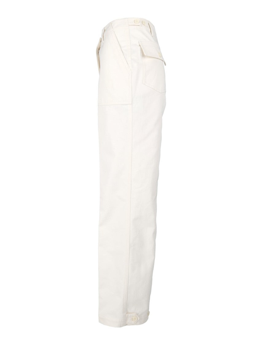 Aspesi High-Waisted Flap Button Straight-Leg Pants