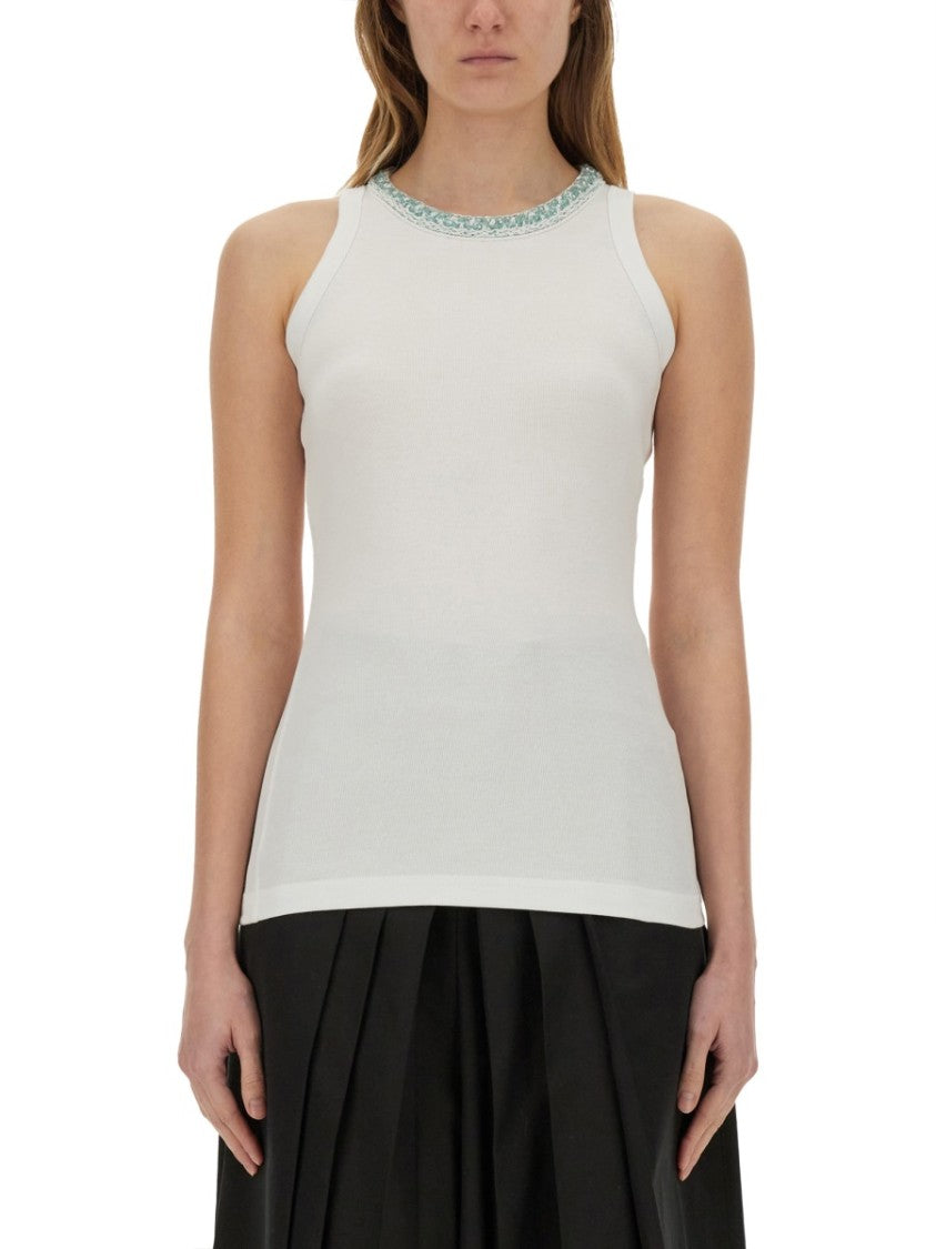 Fabiana Filippi Fitted White Jersey Tank Top