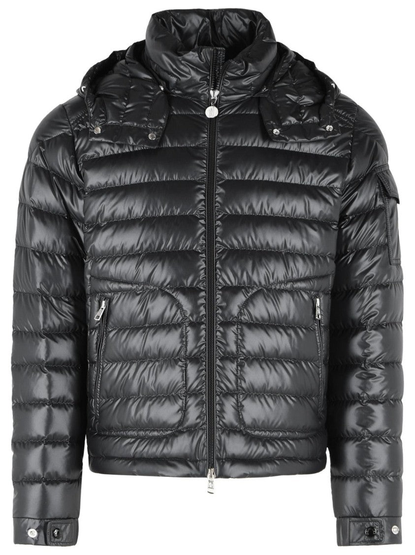 Moncler 'Lauros' Short Hooded Down Jacket In Black Polyester