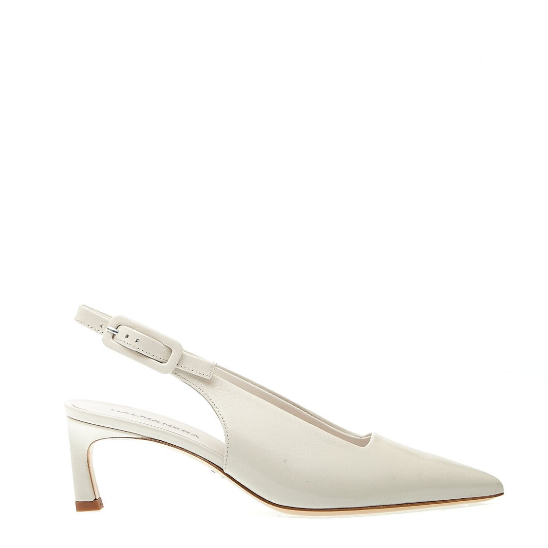 Halmanera Cream Patent Leather Slingback Thin Heel
