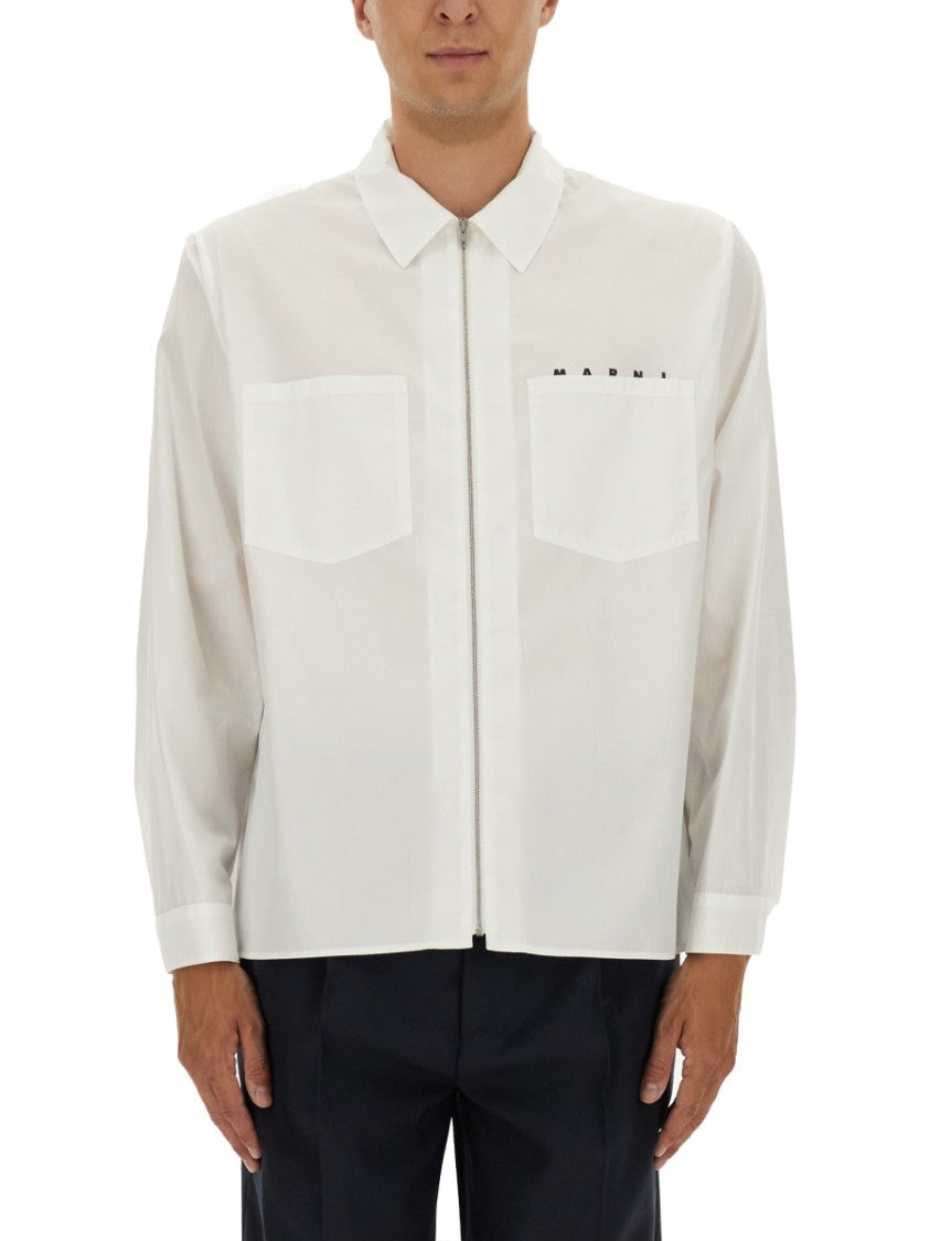 Marni Front-Zipper Shirt With Classic Collar