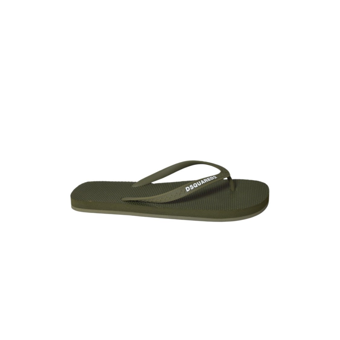 Dsquared2 Olive Green Rubber Logo Flip Flops