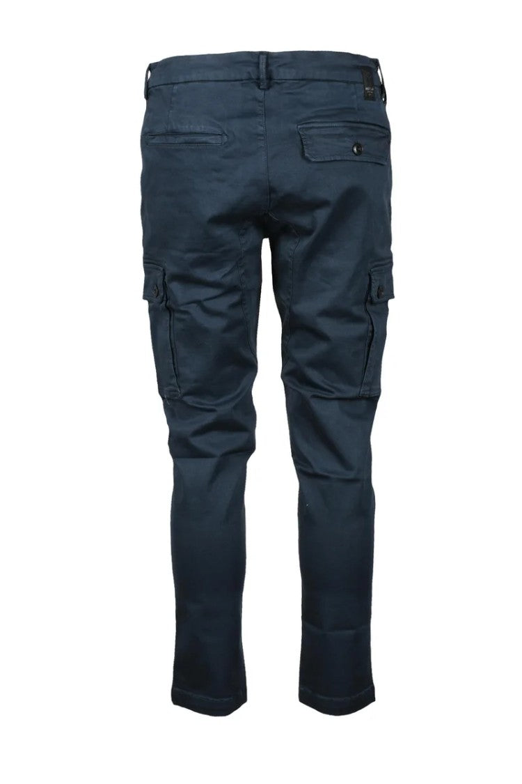 Replay Blue Cotton-Blend Stretch Cargo Pants
