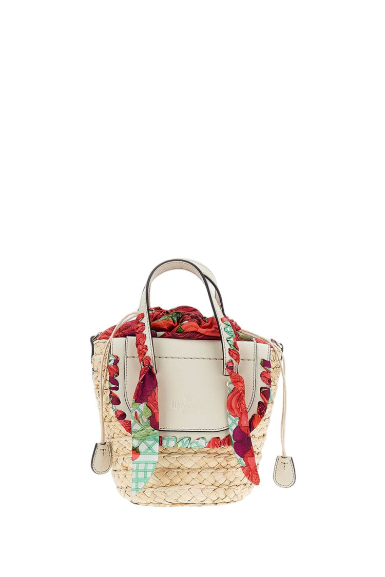 Cuba Lab Woven Raffia Basket Handbag With Leather Inserts