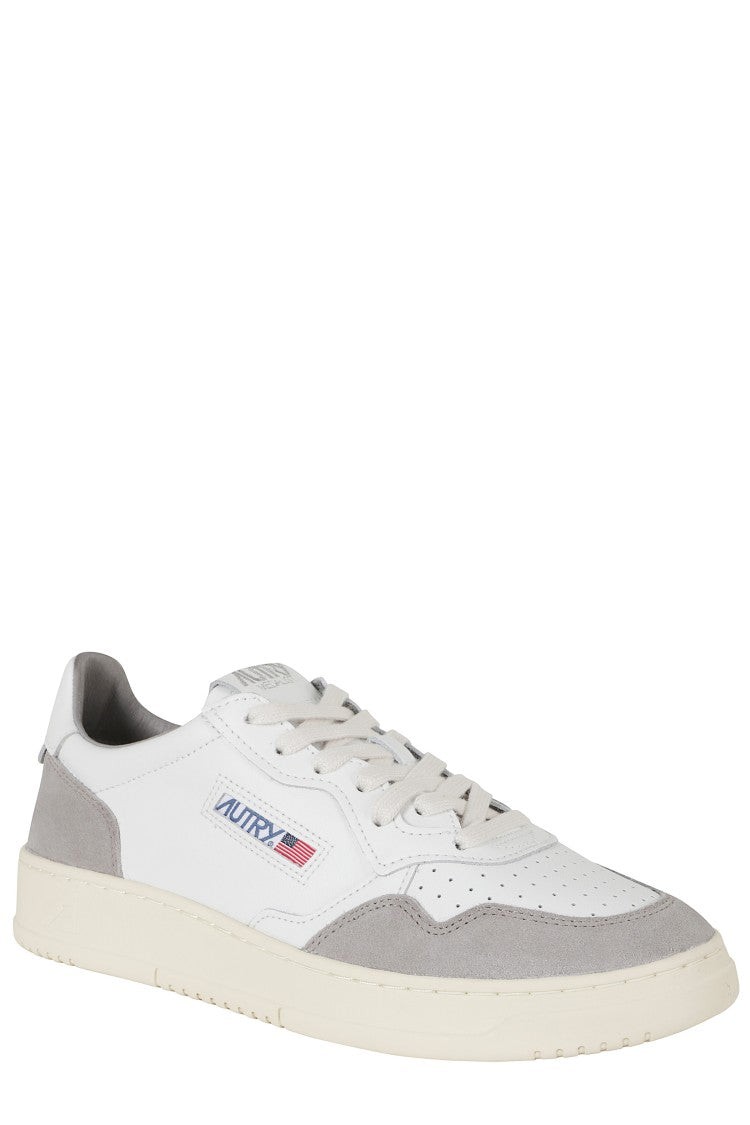 Autry White Gray Medalist Low Two-Tone Laces Leather Sneakers