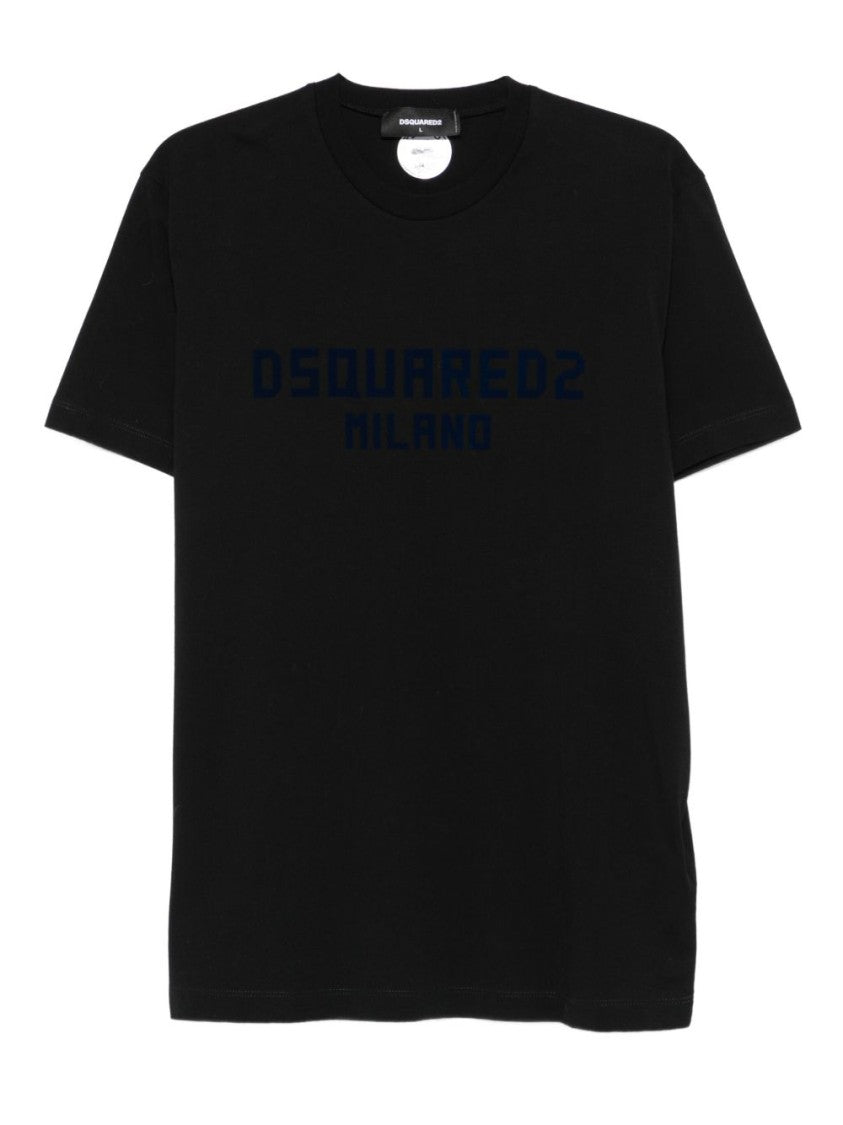 Dsquared2 Short-Sleeve Navy Black T-Shirt With Embossed Logo