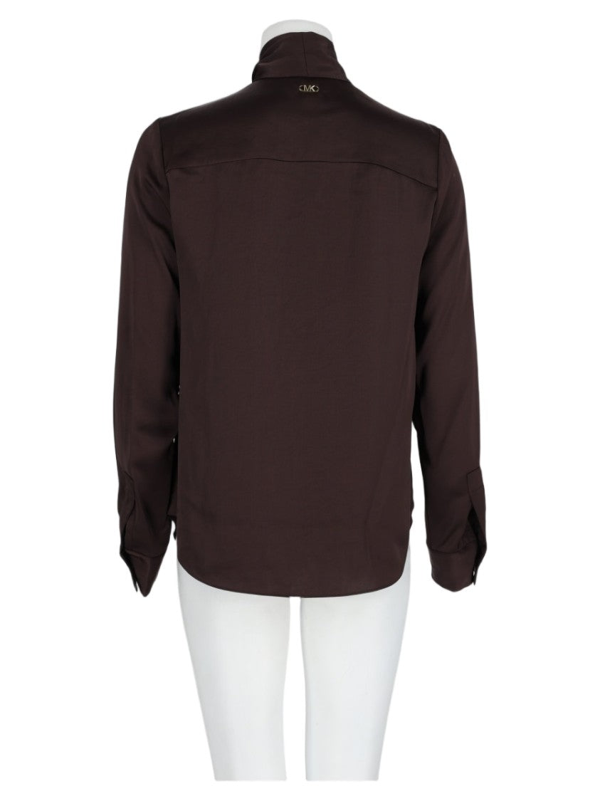 Michael Michael Kors Brown Silky Bow-Tie Blouse