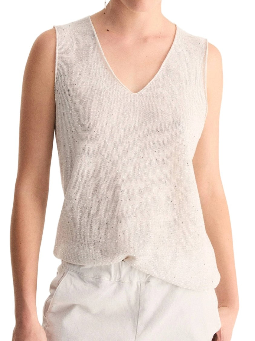 Biancalancia Sleeveless V-Neck Relaxed Knit Top