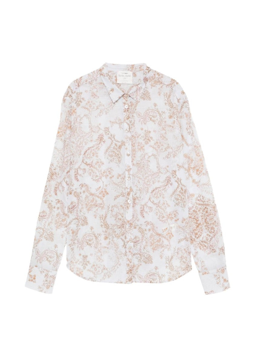 Forte Forte Floral Pattern Cotton Shirt With Classic Collar