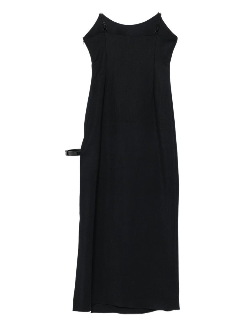 Coperni Black Spaghetti Strap Midi Side Dress