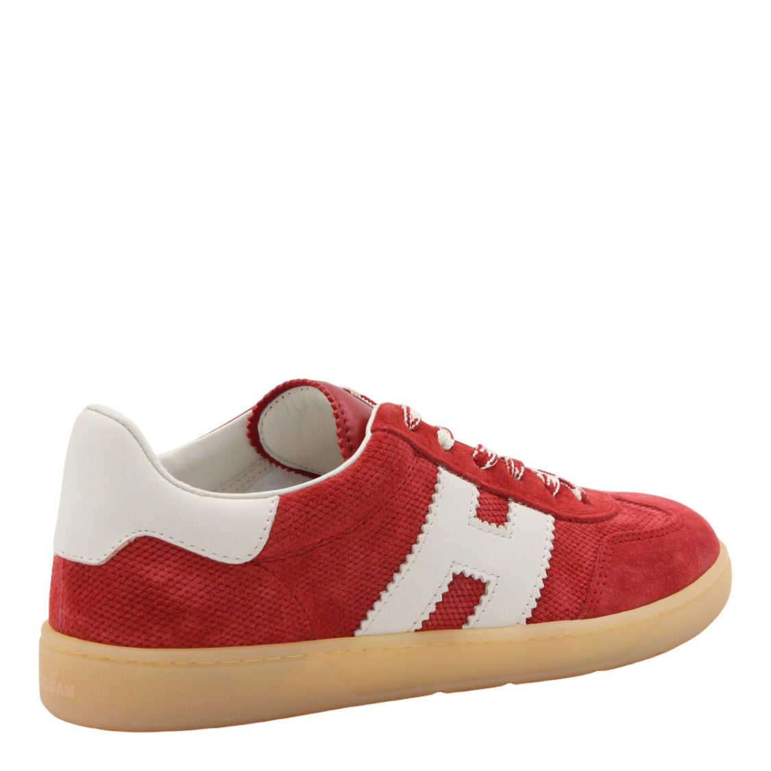 Hogan Red Suede Sneakers With Textured Upper