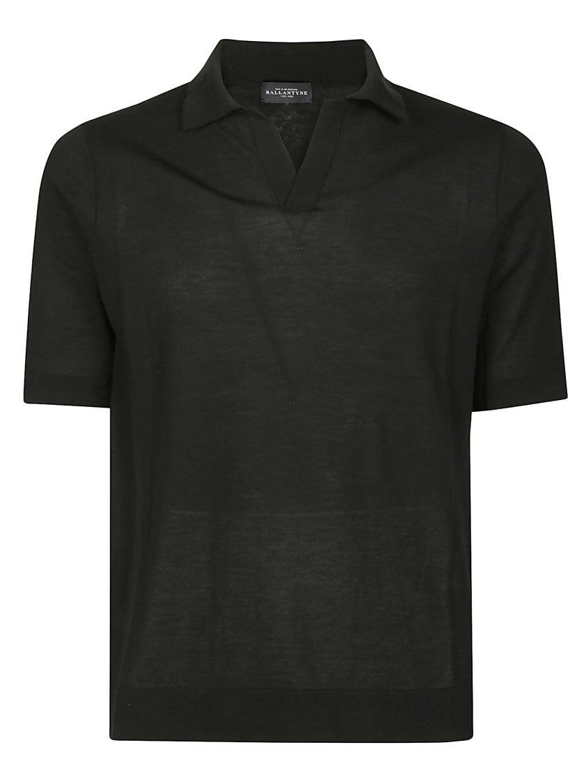 Ballantyne Black Minimalist Cotton Polo Shirt
