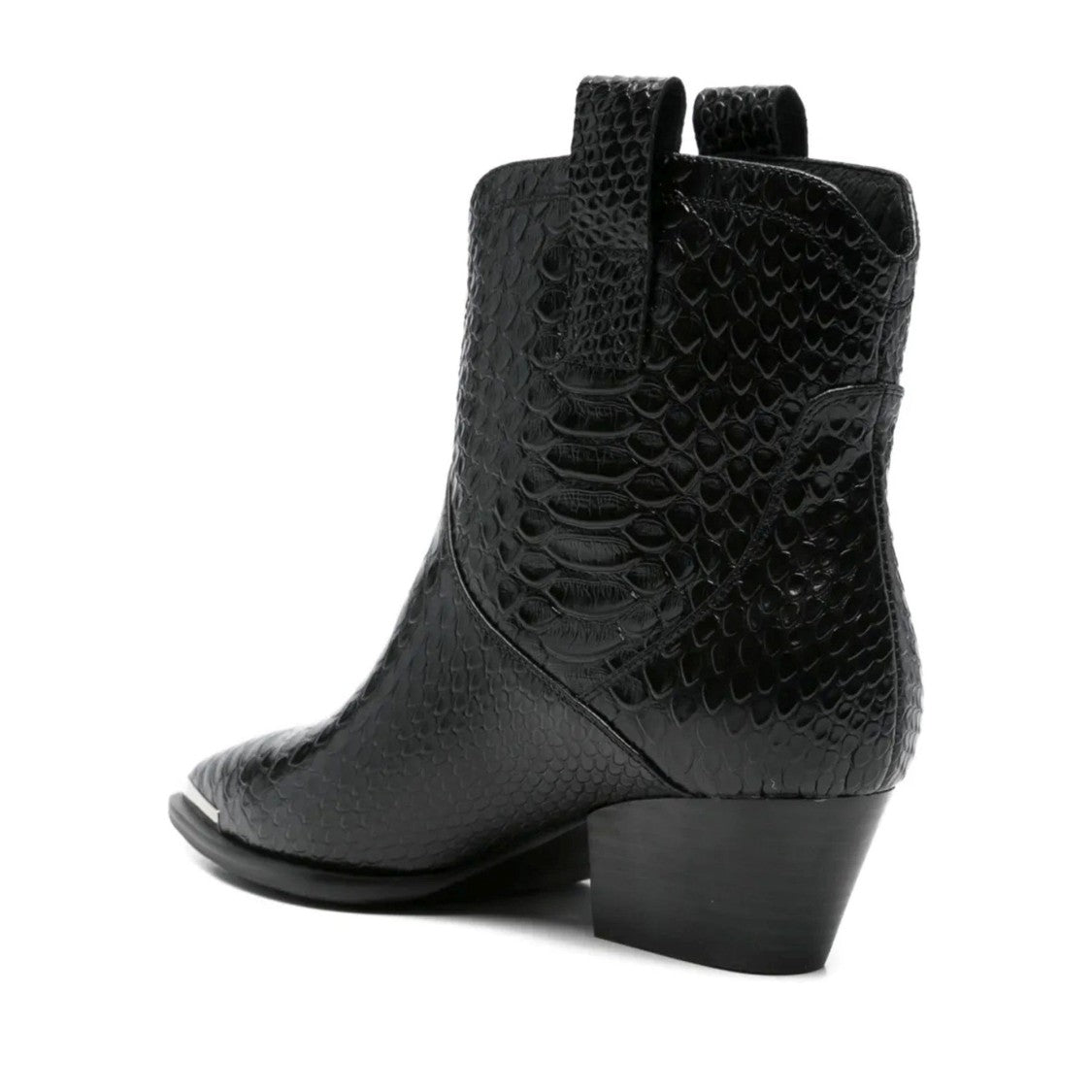 Adrianna Feretti Black Textured Metallic Cap Leather Boots