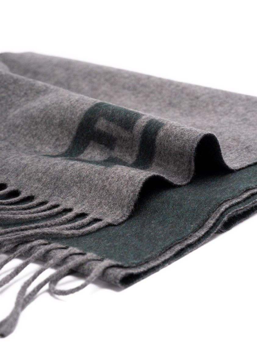 Fendi Grey Wool And Cashmere Scarf