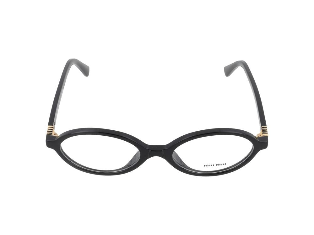 Miu Miu Gold Accent Rounded Frame Acetate Eyeglasses