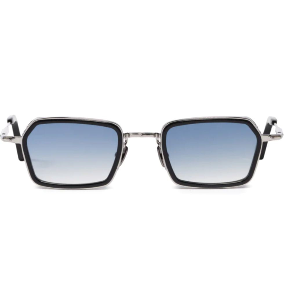 John Dalia Paul Geometric Rectangular Sunglasses With Metallic Finish