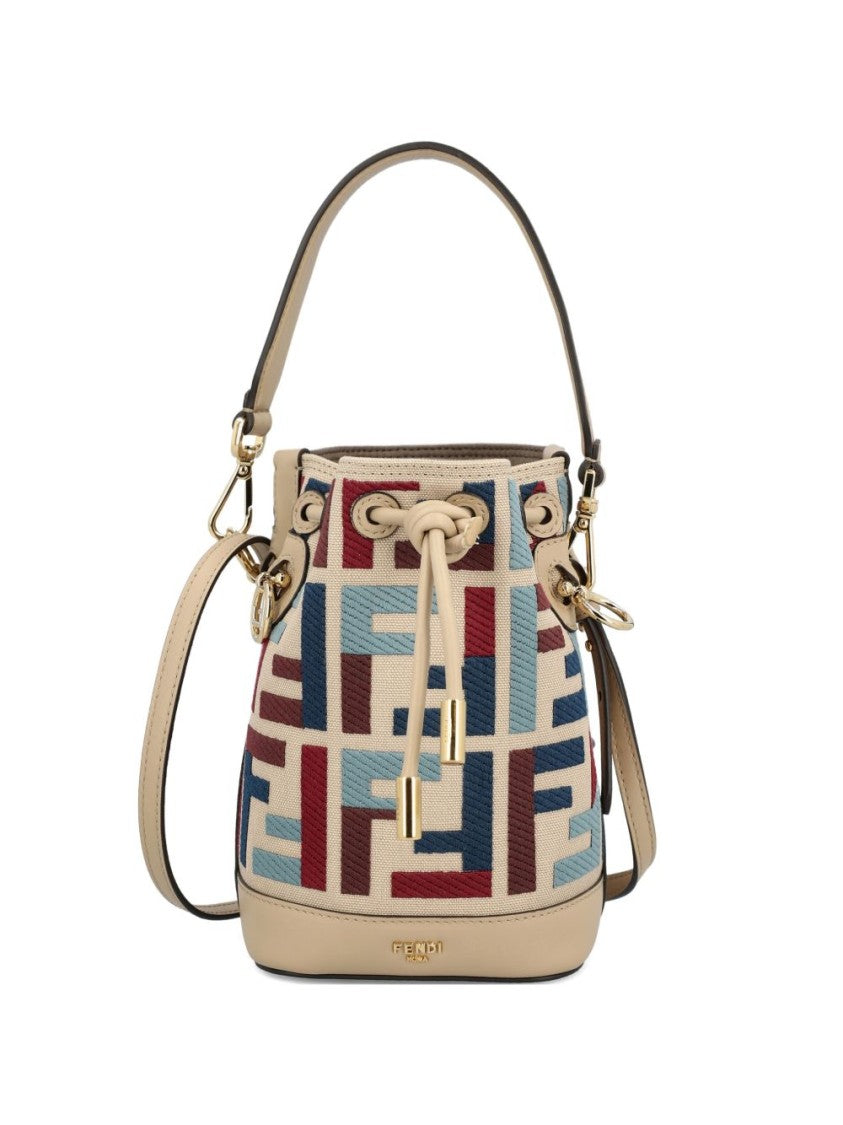 Fendi Multicolored Geometric Pattern Bucket Bag