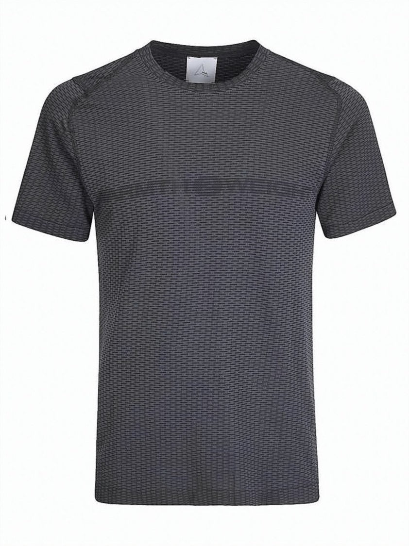 Roa Black Polyamide Polypropylene Textured Training T-Shirt