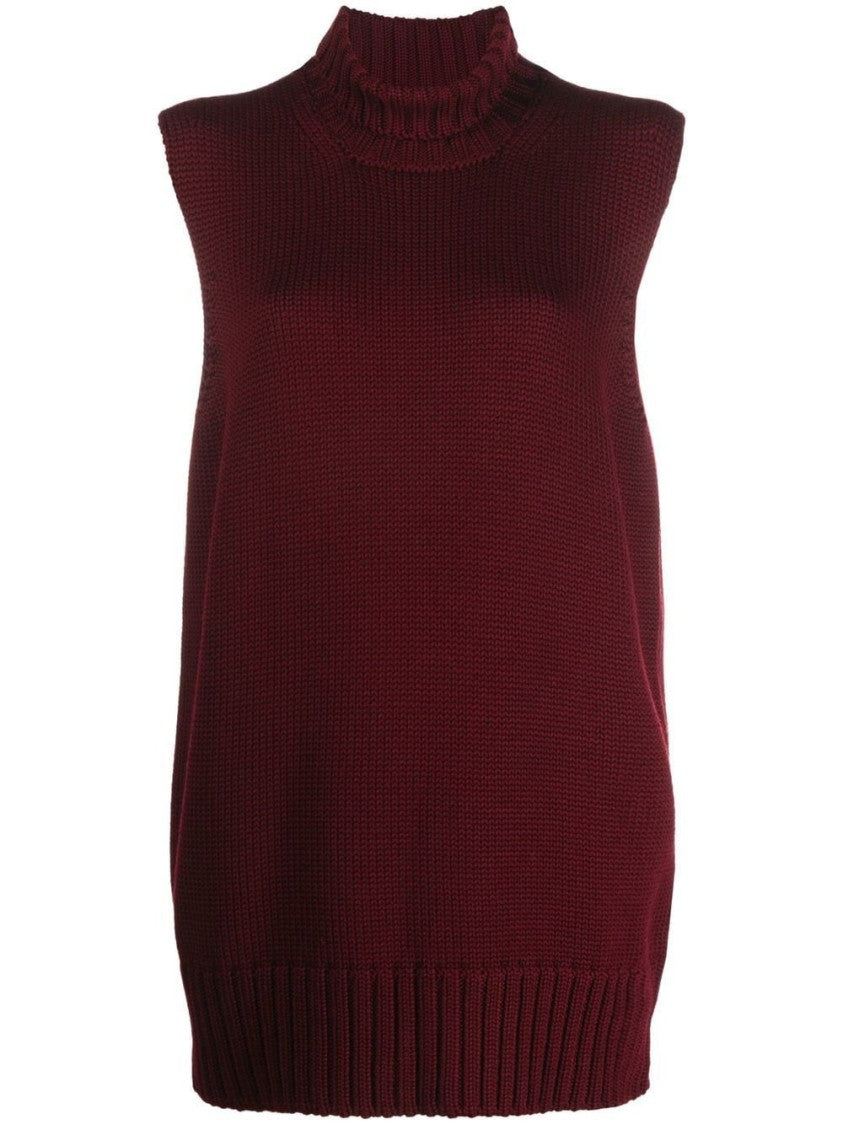 Jil Sander High Ribbed Neckline Knit Vest With Textured Detailing