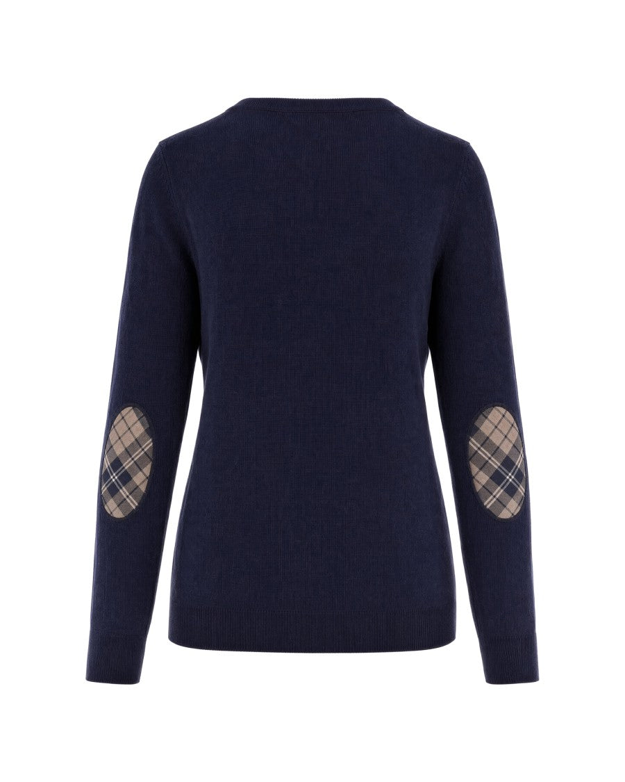 Barbour Olive Green Tartan Detail Wool-Blend Sweater