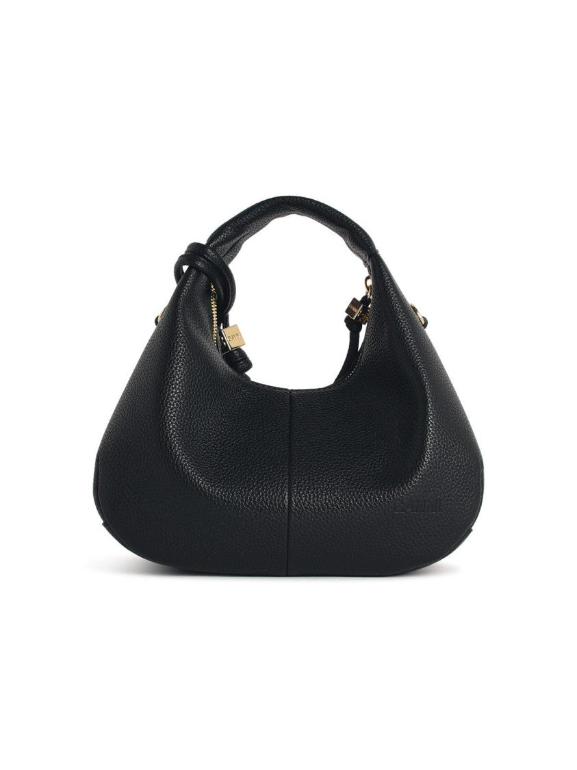 Ganni Black Eco Leather Mini Hobo Bag