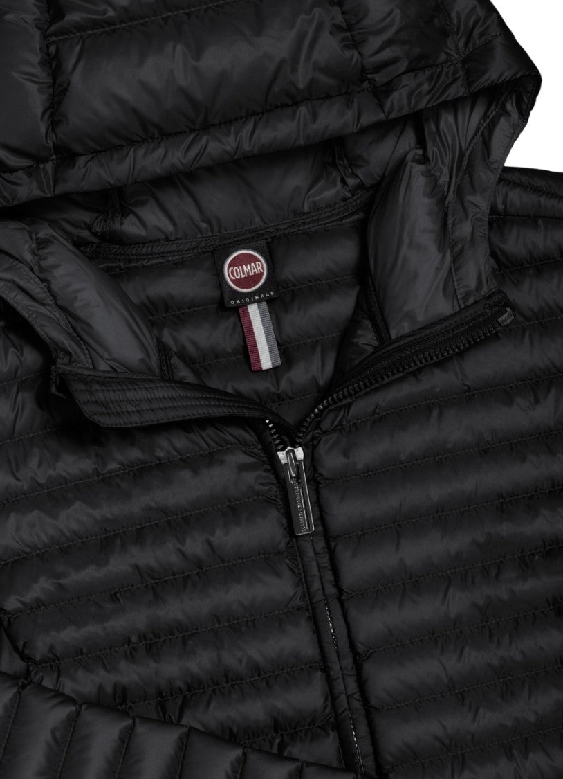Colmar Black Fitted Horizontal Quilted Down Jacket