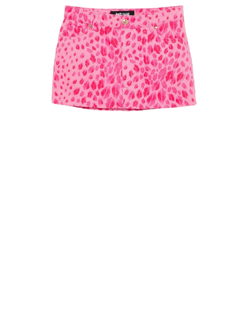 Just Cavalli Vibrant All-Over Printed Cotton Mini Skirt