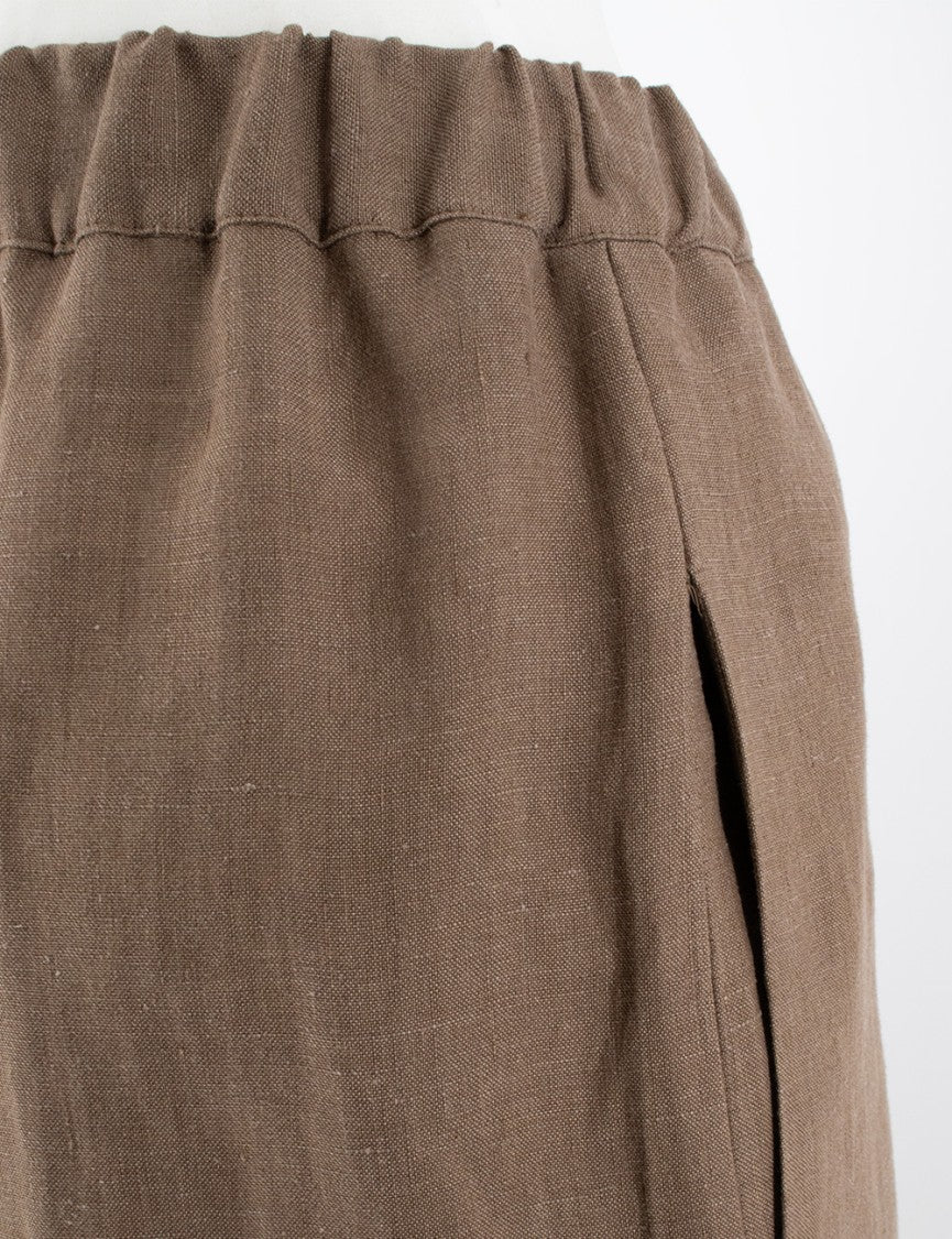 Antonelli Wide Leg Brown Linen Trousers