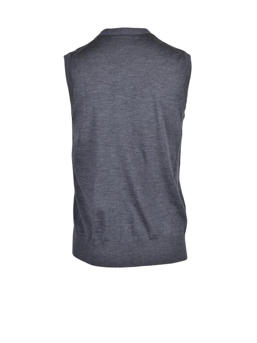 Paolo Pecora Grey Virgin Wool Sleeveless Vest