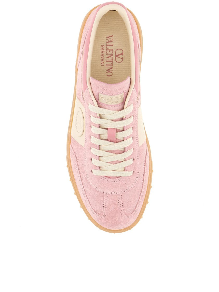 Valentino Pink Upvillage Low-Top Suede/Leather Sneakers