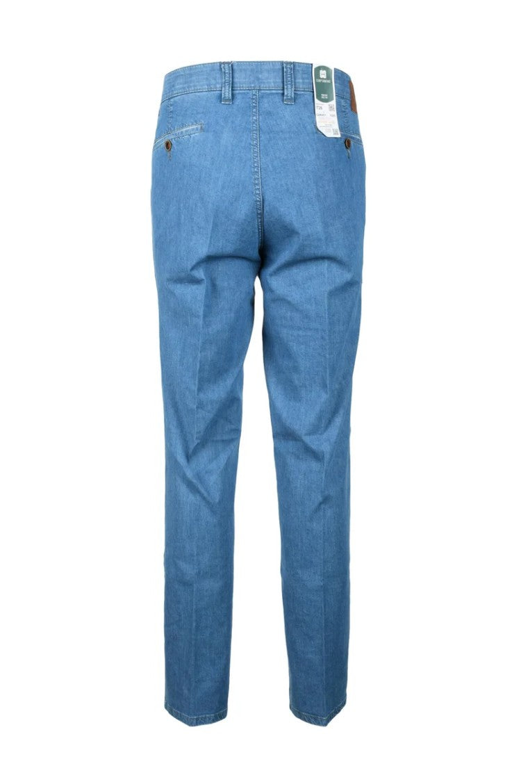 Club Of Comfort Chino Trousers In Medium Blue With Classic Straight Leg Design