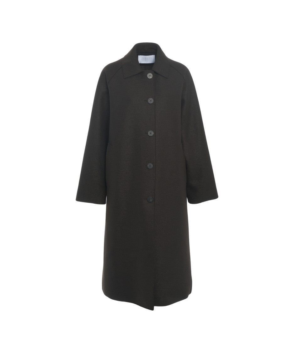 Harris Wharf London Maxi-Length Virgin Wool Coat With Classic Collar