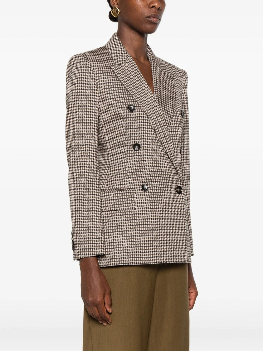 Max Mara Tailored Double-Breasted Houndstooth Blazer