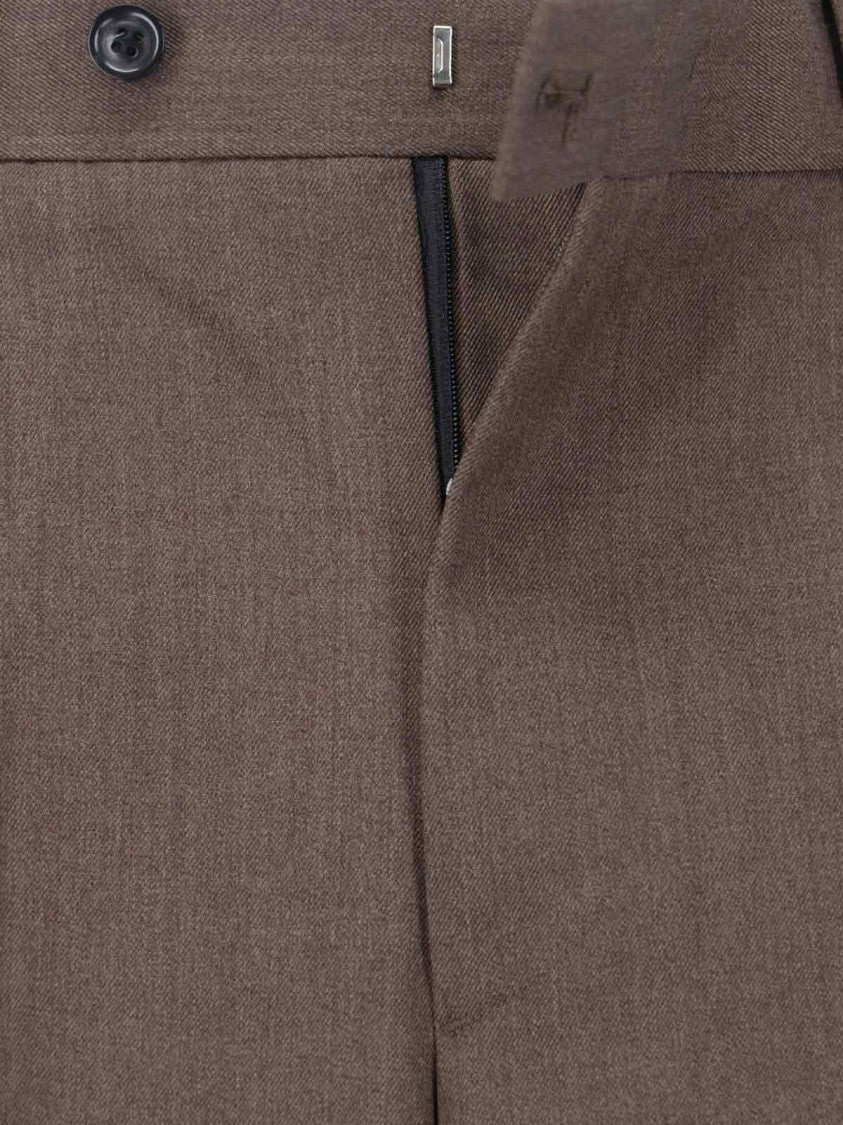 Tonywack High-Waisted Brown Wide-Leg Trousers With Front Pleats