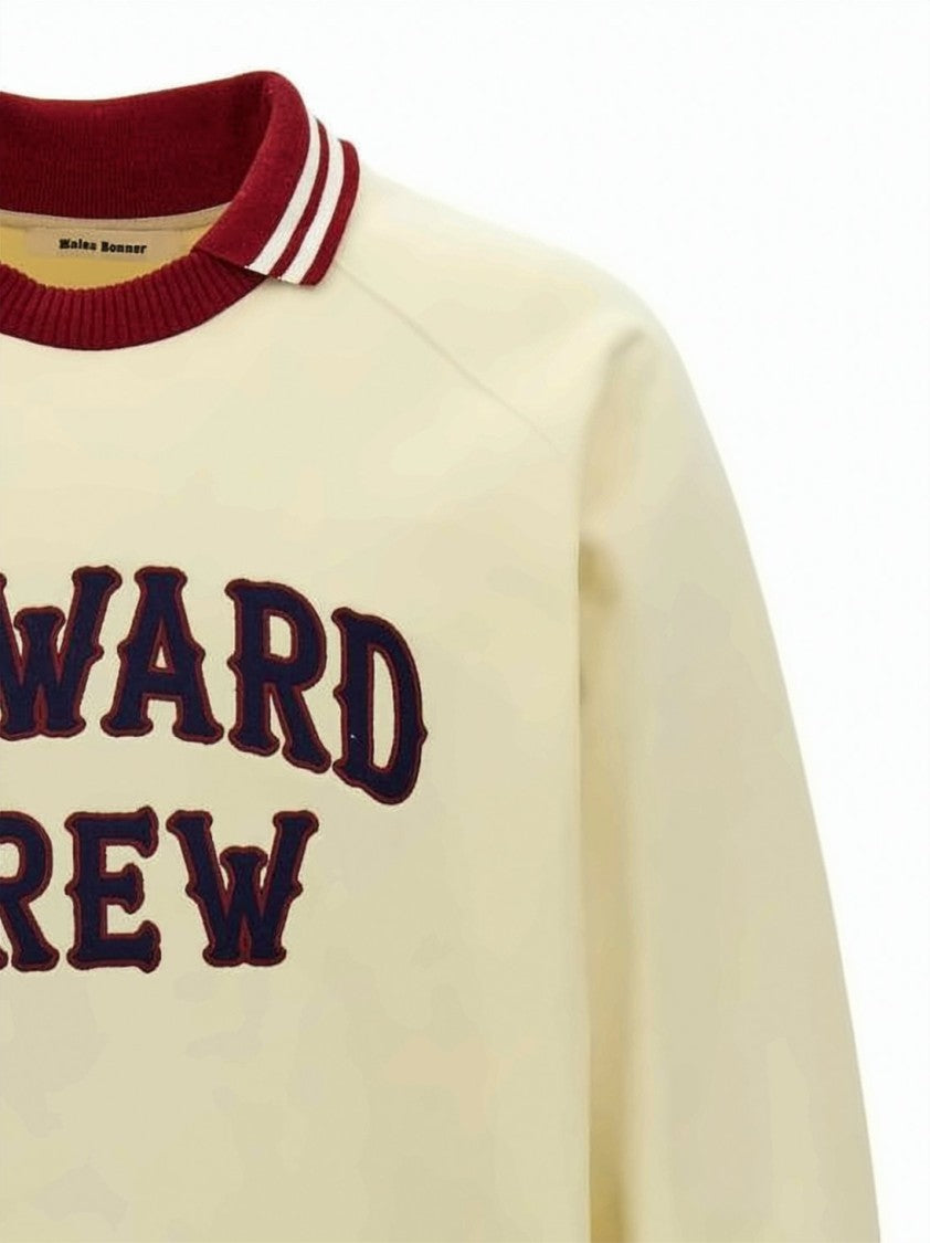 Wales Bonner Cream Long-Sleeve Sweatshirt With Collegiate Detailing