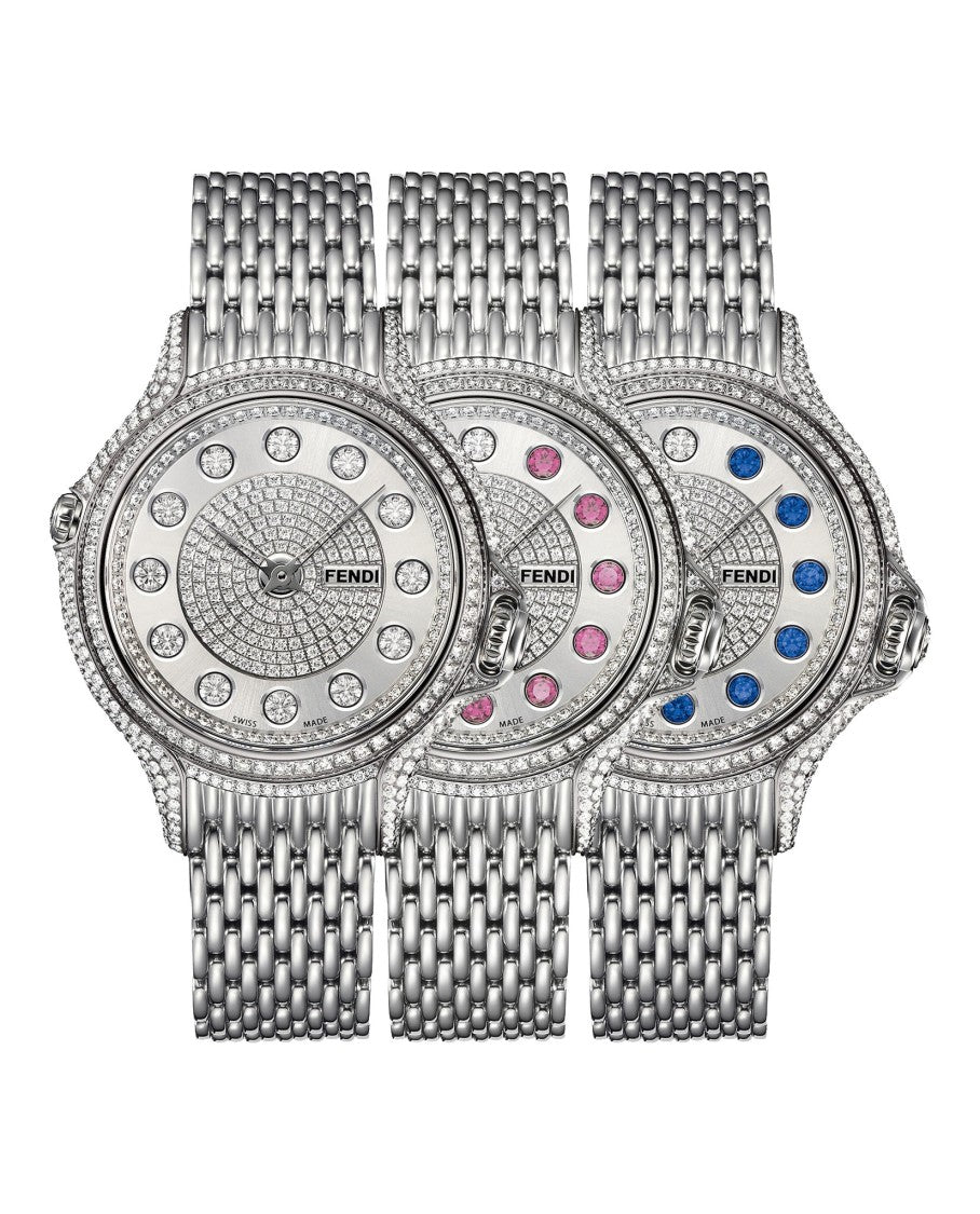 Fendi Crystal-Encrusted Round Dial Fendi Watch