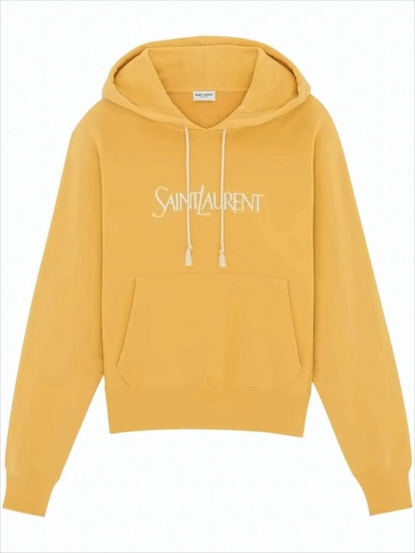 Saint Laurent Cropped Orange Hoodie With Adjustable Drawstring