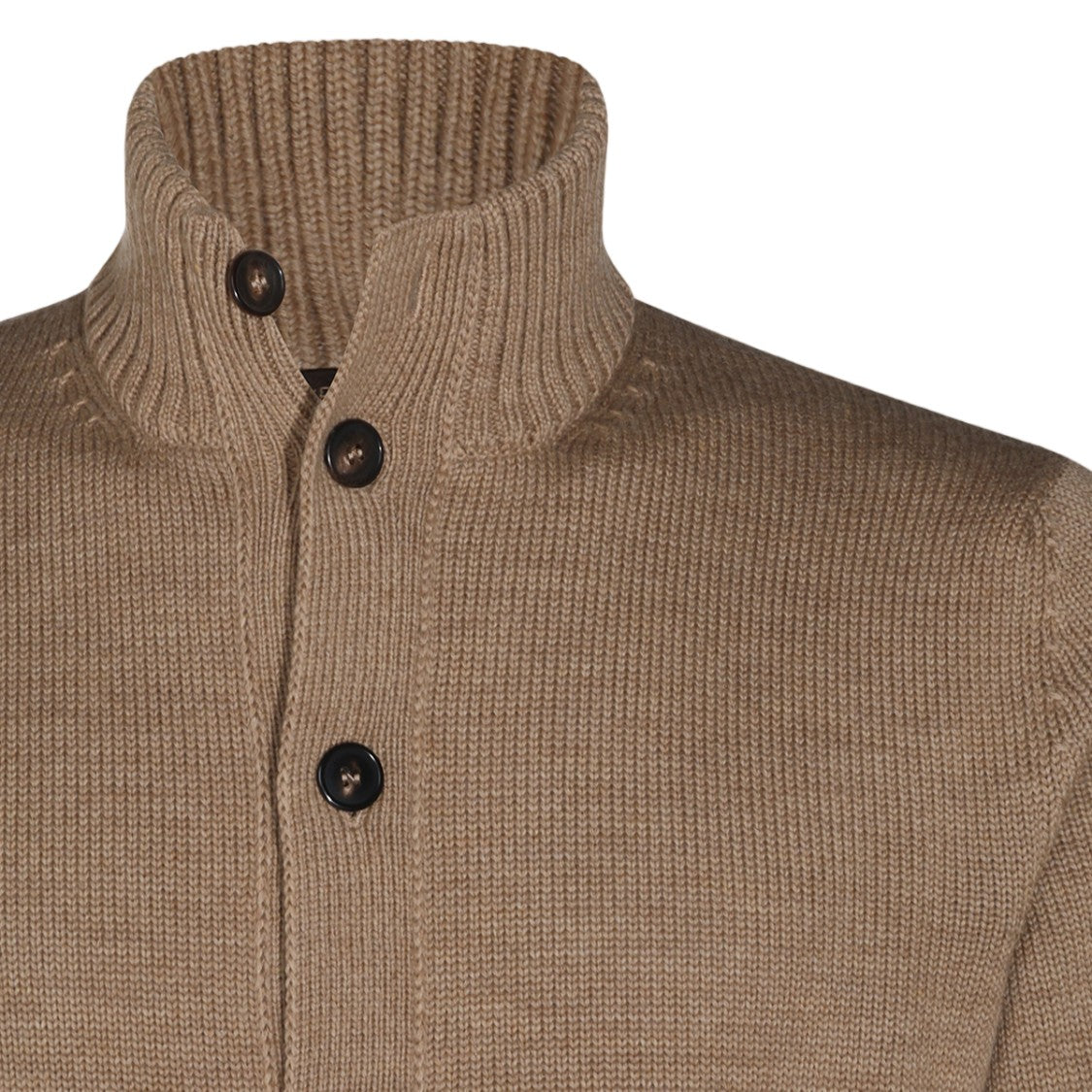 Zanone Knitted Sweater With High Ribbed Collar And Button-Down Front