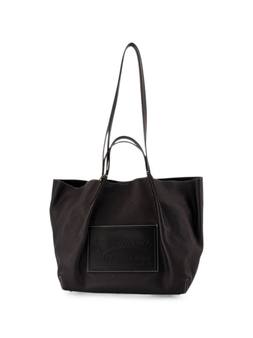 Lanvin Textured Black Tote Bag With Dual Carrying Options