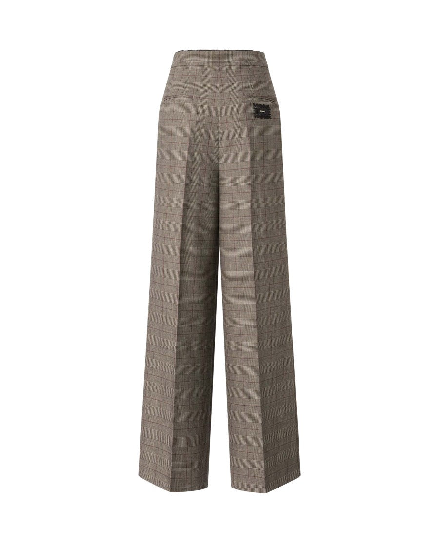Pinko Wide-Leg Trousers With Checkered Pattern And Pleat Detail