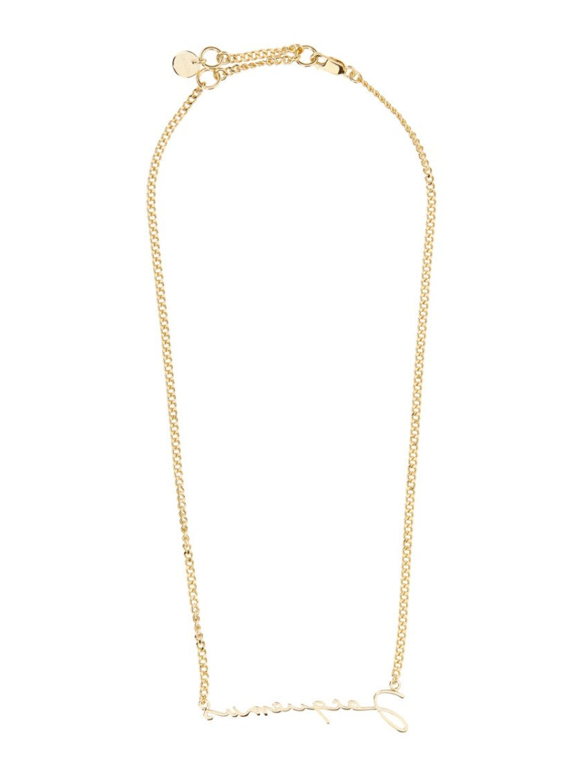 Jacquemus Signature Logo Pendant Necklace In Brass