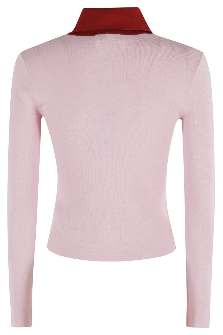 Self-Portrait Merino Wool Cardigan With Contrast Polo Collar