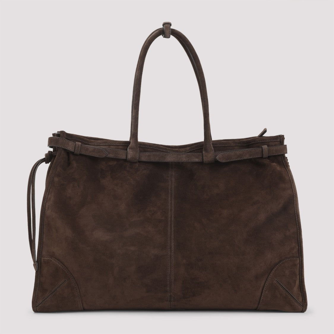 Prada Spacious Brown Suede Handbag With Detachable Shoulder Strap