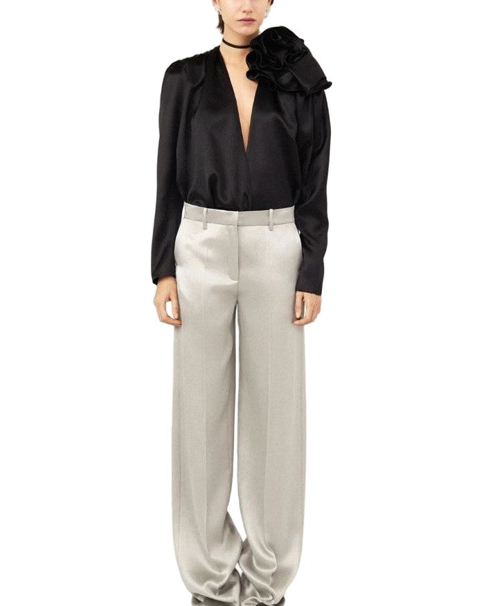 Magda Butrym Romantic Black Blouse With V Neckline