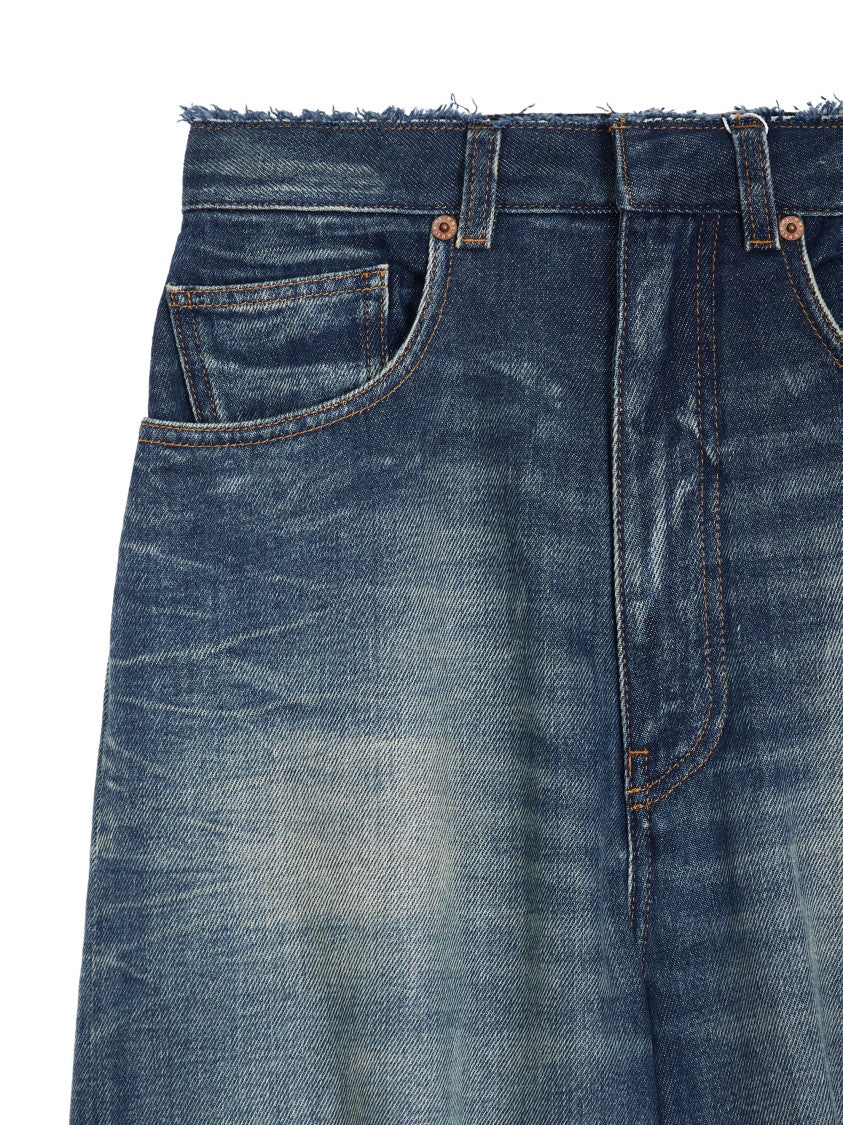 Mm6 By Maison Margiela Wide-Leg Denim Trousers With Raw Hem